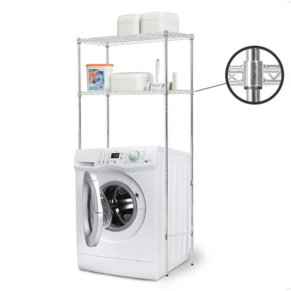 Three Layer Adjustable Bathroom Shelf Designed for Use with Washing Machines Specifically Designed for Bathroom Organization