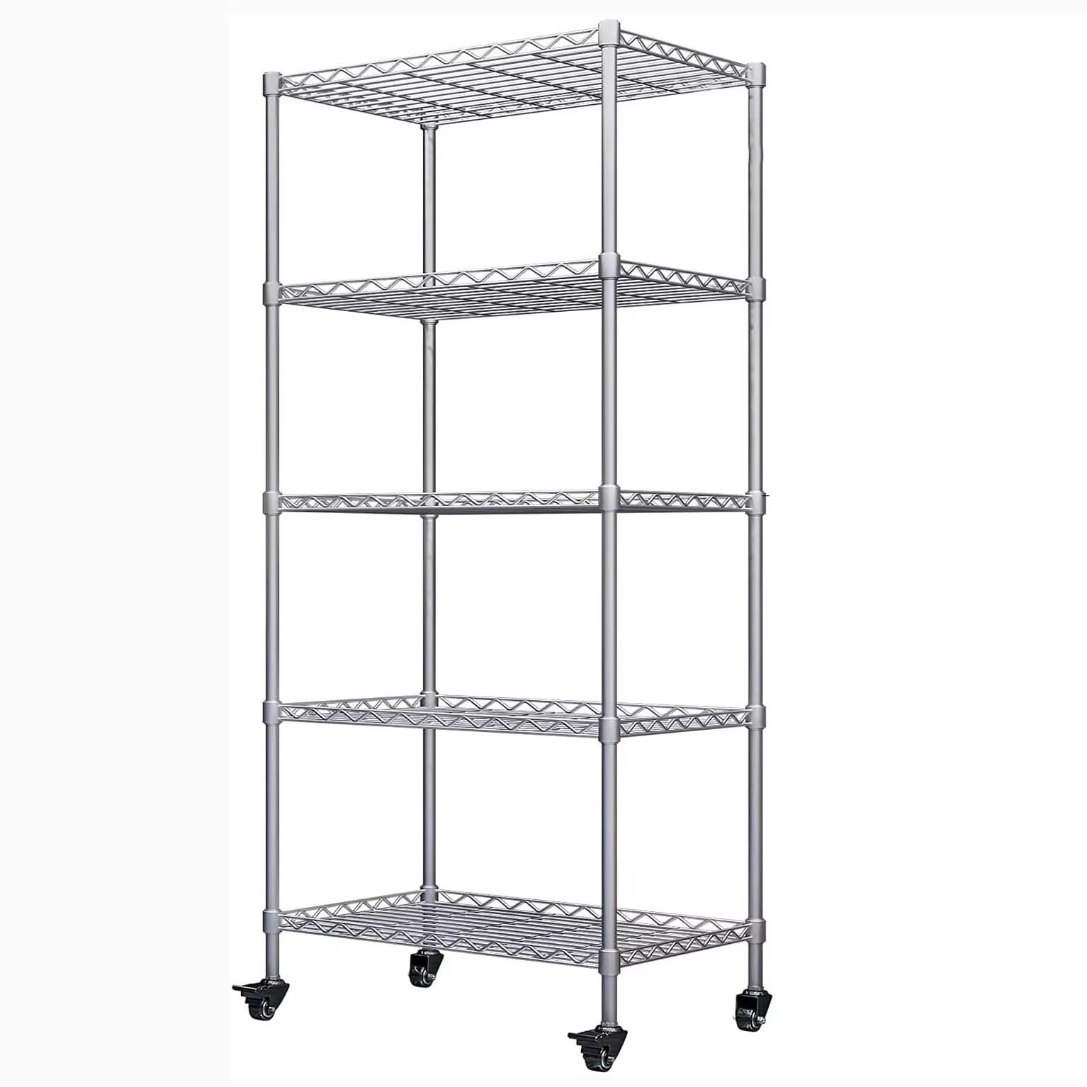 New Design 5-layer Metal Storage Rack Heavy-duty Kitchen Utensil Rack with Wheels Space Saving Home Storage Rack