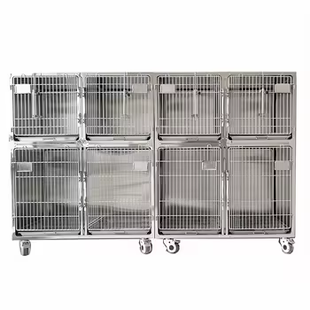 Multifunction Stainless Steel Dog Cage With Waste Tray and Separator SUS304 Dog Cage Double Dog Cage