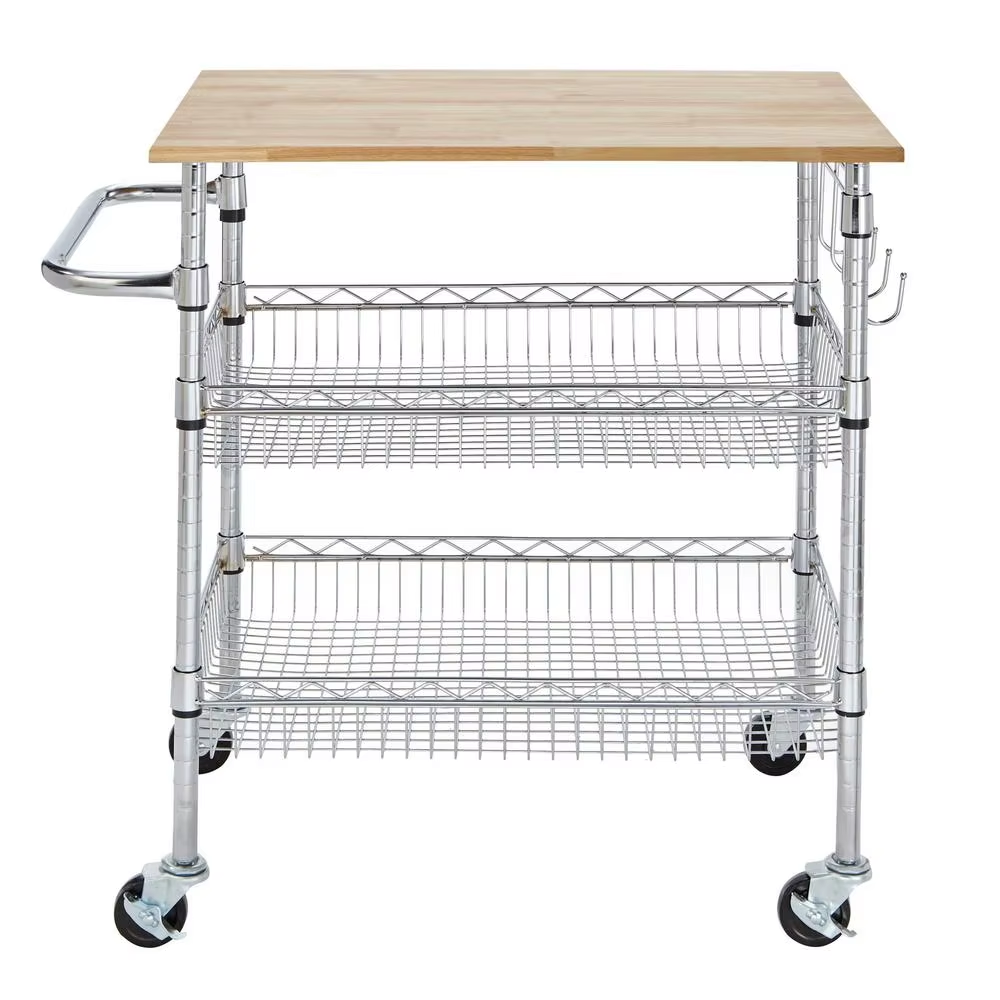 Stainless Steel Chrome Plated Handcart with Lockable Wheels Heavy-duty Handcart for Safe and Stable Movement