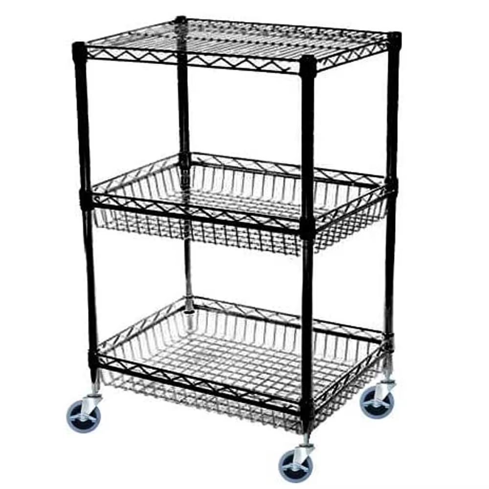 Small Sized Chrome Plated Storage Rack with Wheels That Can Rotate 360 ° Is Suitable for Kitchen Storage