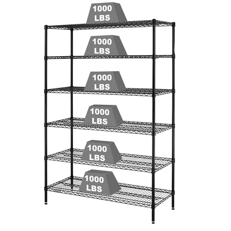 Black Power Coating Wire Shelving Units Metal Shelf With Wheels NSF CertificationWarehouse Storage Shelves  Adjustable Wire Rack