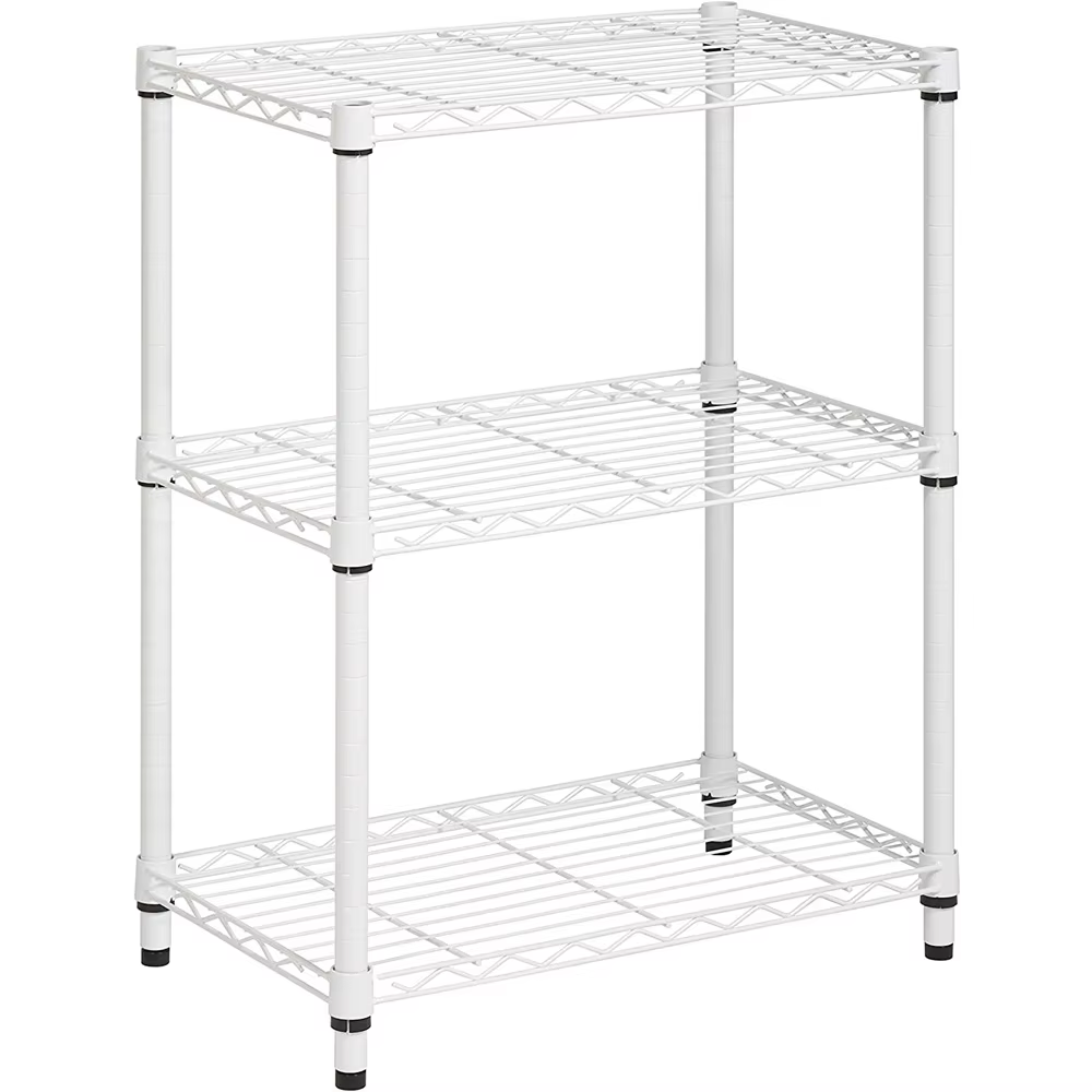 Three Layer Adjustable Wire Mesh Storage Rack with a Load-bearing Capacity of 150KG Suitable for Bedrooms and Living Rooms