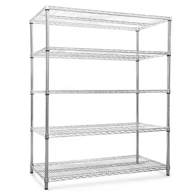 Five Layer Heavy-duty Chrome Plated Wire Mesh Storage Rack Capable of Supporting 250KG Industrial Grade Storage Rack