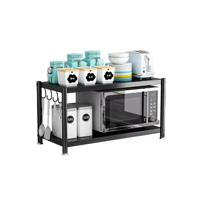 Black Heavy-duty Adjustable Height Stainless Steel Platform with Wheels Suitable for Household Use in Kitchens and Living Rooms