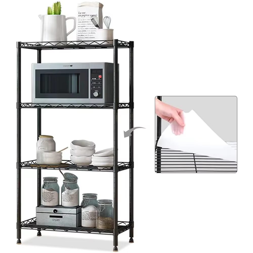 4-layer Storage Rack Metal Wire Rack Unit Storage Rack Adjustable Height Commercial Shelf for Kitchen Organization