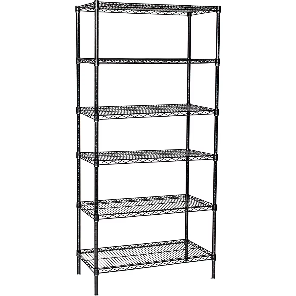 Six Layer Chrome Plated Heavy-duty Wire Mesh Storage Rack with Adjustable Load-bearing Capacity of 500 Pounds