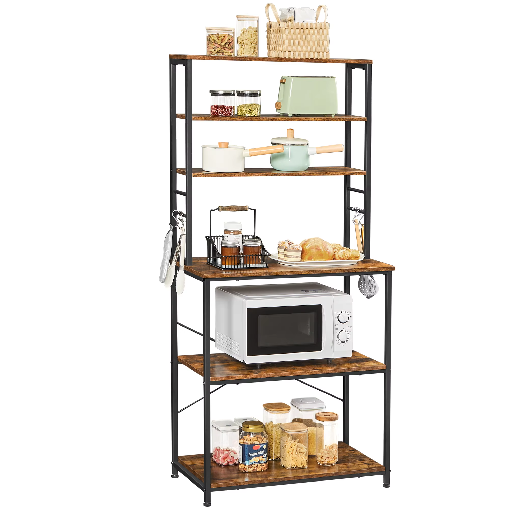 Heavy Duty Stainless Steel Kitchen Storage Rack - Suitable for Small Spaces with 5-layer Adjustable Cutlery Cabinets