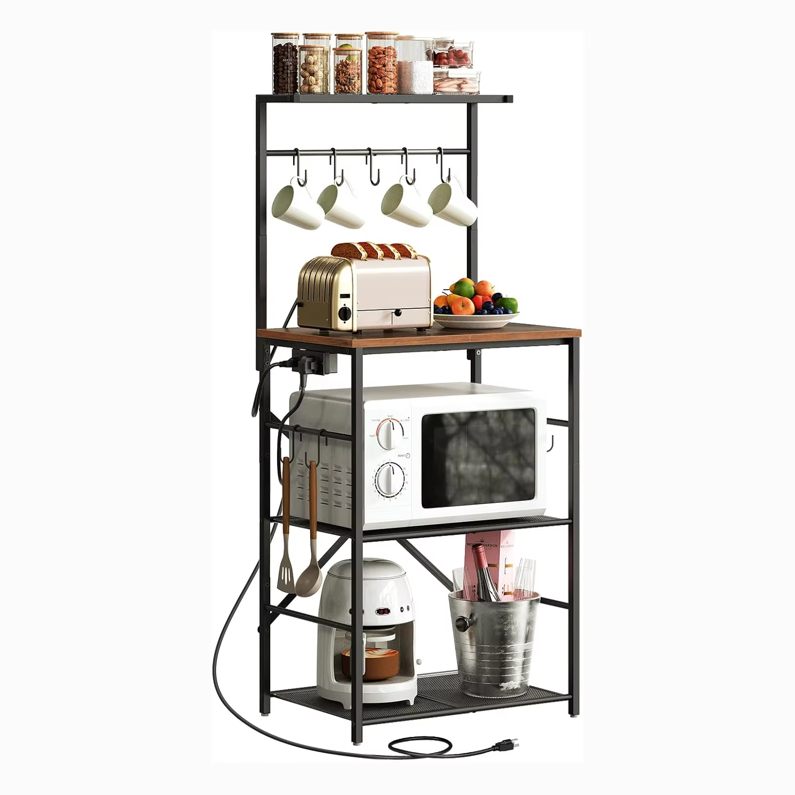 Heavy Duty Stainless Steel Kitchen Shelves with Anti slip Pad Hooks Expandable Cutlery Cabinet Suitable for Small Spaces