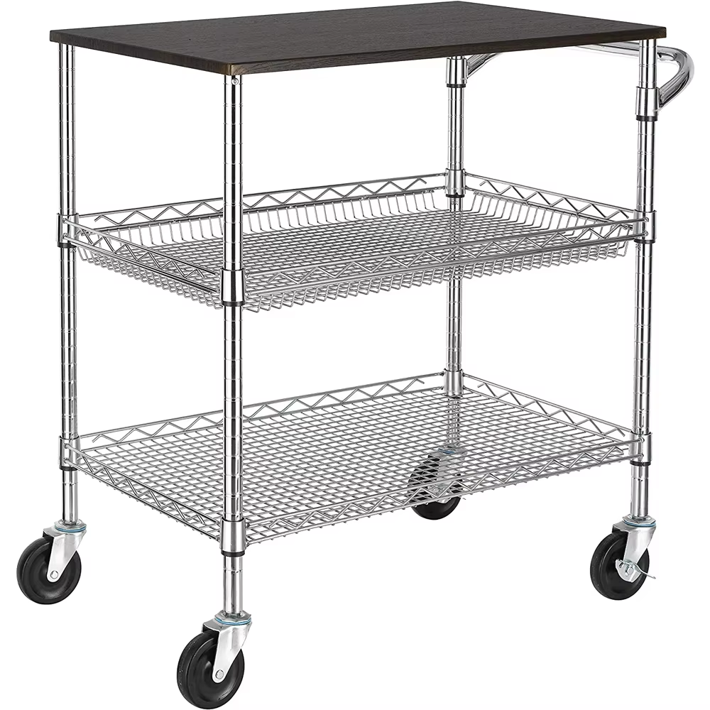 Chrome Plated Heavy-duty Steel Handcart for Hotel Services with Foot Brake Suitable for Hotel Restaurant Services