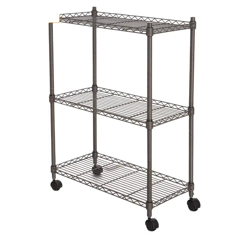 2025 Hot Sale OEM/ODM NSF Certified 3-Tier Heavy Duty Wire Shelf Truck with Wheels for Garage Organization