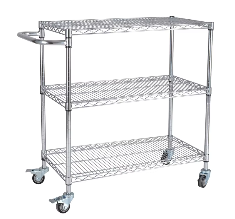 Heavy Duty 3 Tier Rolling Cart for Kitchen Organization Garage Storage Commercial and Industrial Use NSF Certified