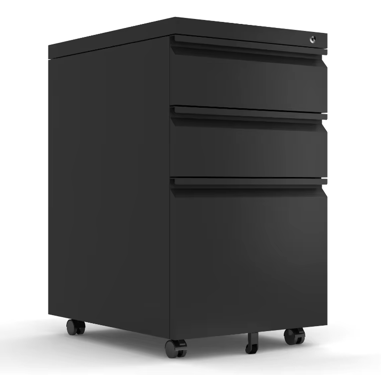 Three Layer Stainless Steel Drawer Lock Filing Cabinet with Wheels That Can Be Moved Suitable for Storing Office Documents