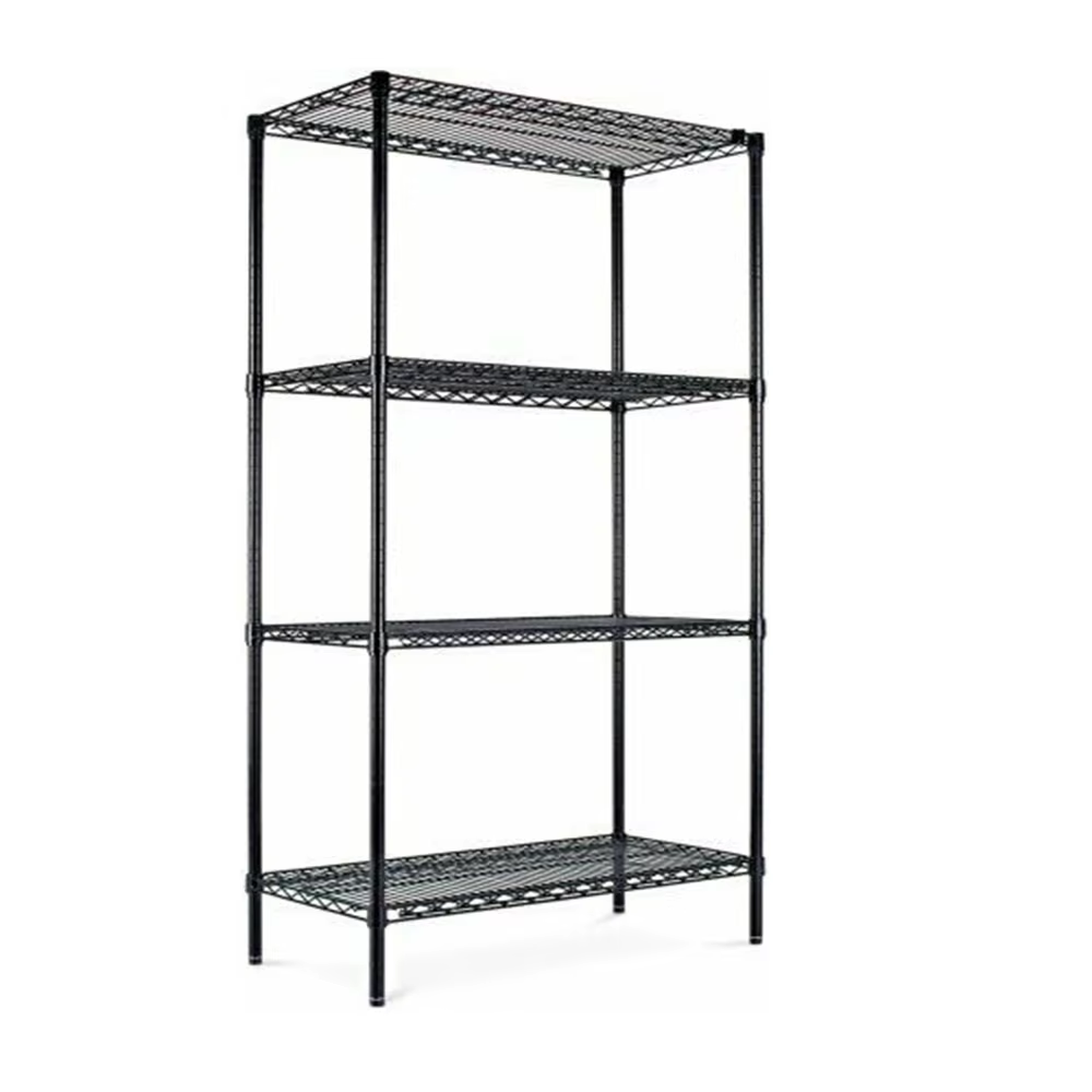 4-layer Black Heavy-duty Adjustable Cable Rack Kitchen Storage Rack Adjustable Shelf Board Kitchen Storage System