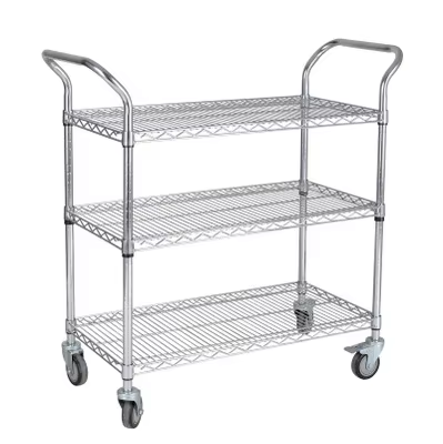 Chrome Plated Rust Proof Wire Mesh Handcart Food Factory Specific Handcart 800 Pound Load-bearing Logistics Transport Vehicle
