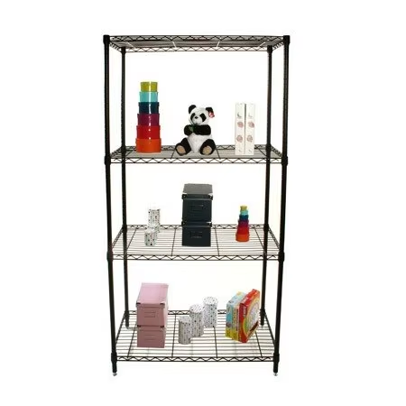 4-layer Heavy-duty Wire Rack Unit Green Epoxy Sanitary Refrigeration Room Wire Rack Suitable for Warehouse and Garage Use