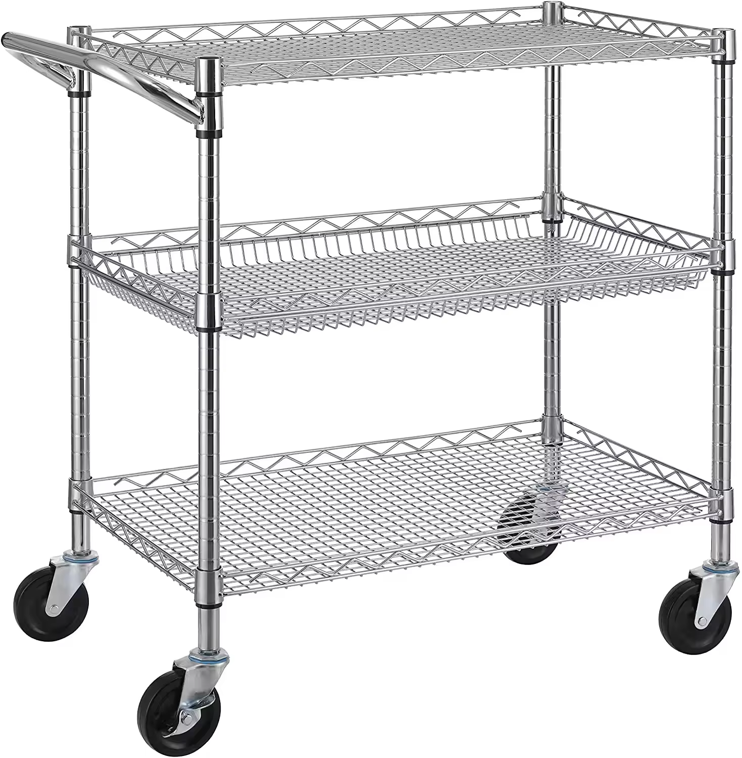 Industrial Grade Steel Large Capacity Heavy-duty Handcart with a Load-bearing Capacity of 500 Pounds and Brake Universal Wheels