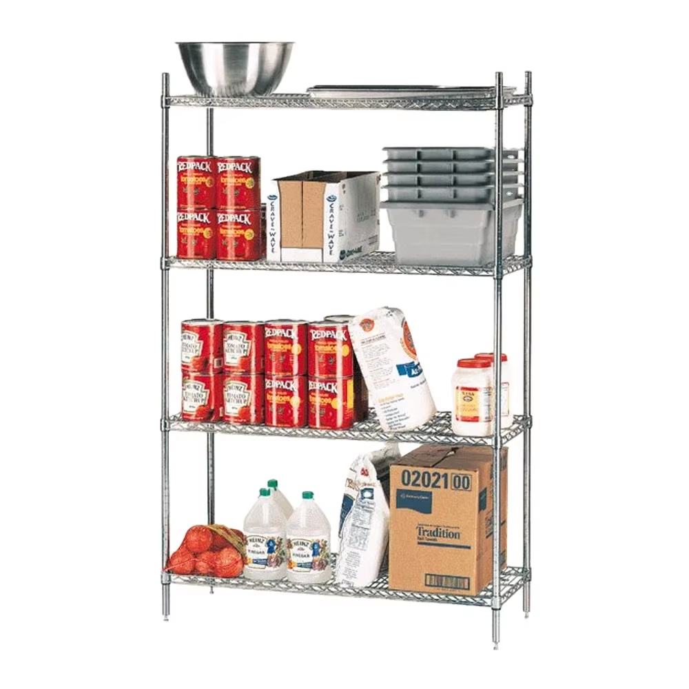 Four Layer Chrome Plated Stainless Steel Metal Storage Rack Suitable for Home Storage Organization Suitable for Living Room