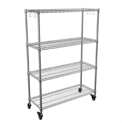 Customizable Steel Wire Rack with Powder Coating and 4-inch Wheels Suitable for Industrial Storage Solutions