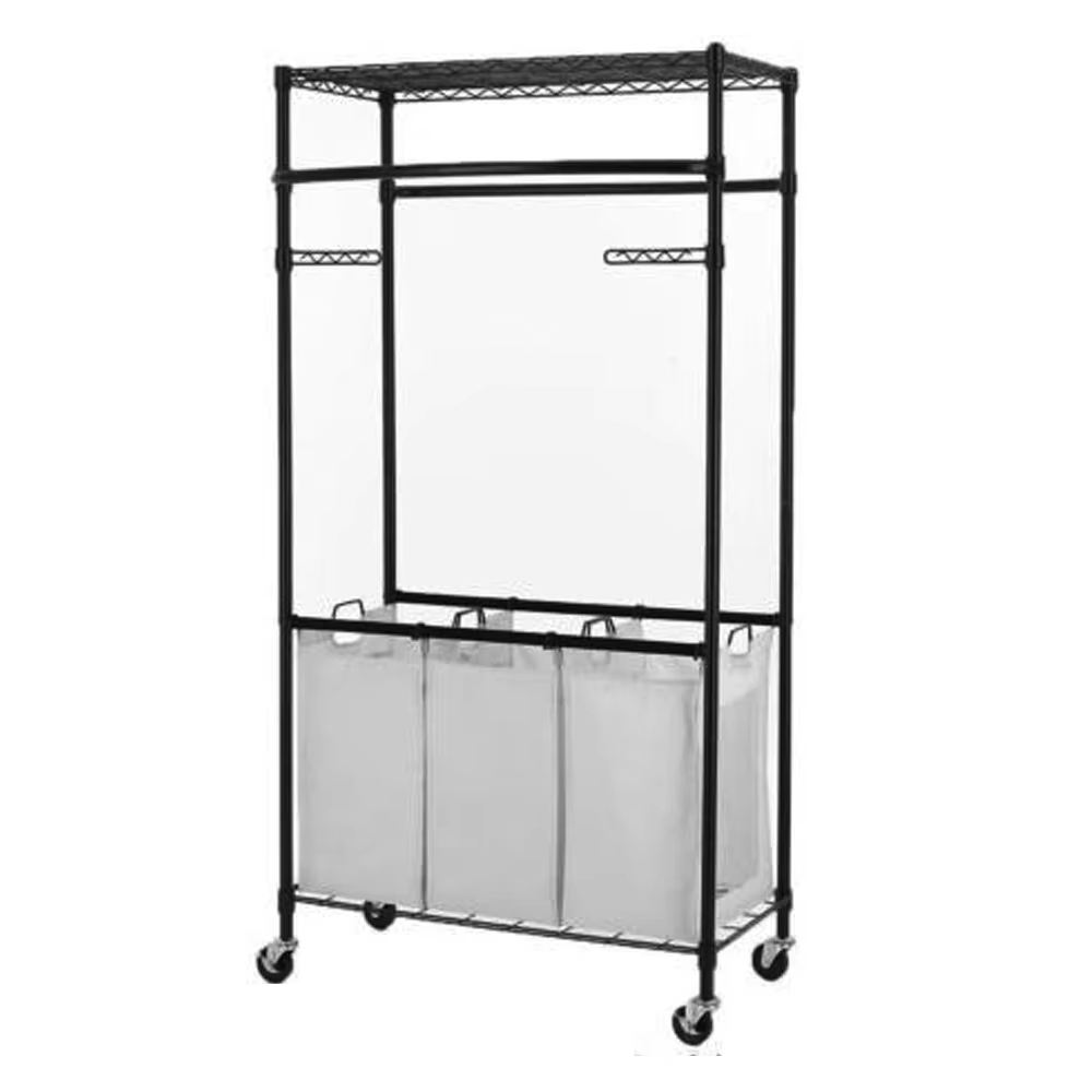 Three Layer Heavy-duty Industrial Grade Steel Wire Hanger - Heavy-duty Four Layer Shelf with Locking Casters