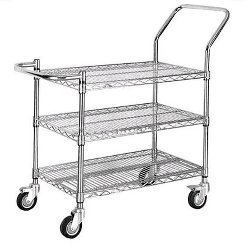 Industrial Grade Chrome Plated Steel Wire Multifunctional Vehicle -5-layer Adjustable Shelf with 360 ° Locking Casters