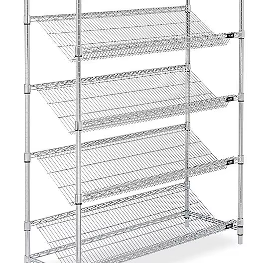 Heavy Duty 5-Tier Slanted Metal Shelving Unit Reinforced Frame for Office Equipment and Printer Paper Storage