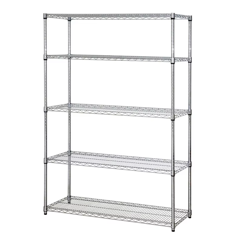 Five Layer Chrome Plated Heavy-duty Storage Rack for Garage Tools Suitable for Garage Warehouses