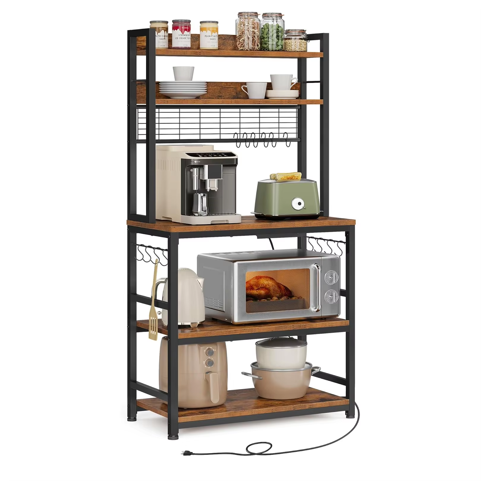 Adjustable Expandable Kitchen Shelf with Non-Slip Design - Rustproof Countertop Organizer for Spices Utensils Cookware
