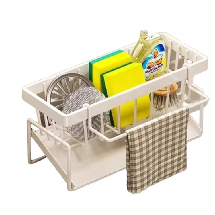 Black Stainless Steel Kitchen Sink with Two in One Sink Storage Rack and Sponge Rack for Rust and Corrosion Prevention