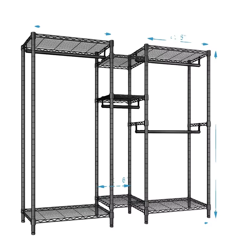 Black Baked Paint Wire Mesh Clothes Hanger Heavy-duty Clothes Hanger Metal Independent Wardrobe Rack