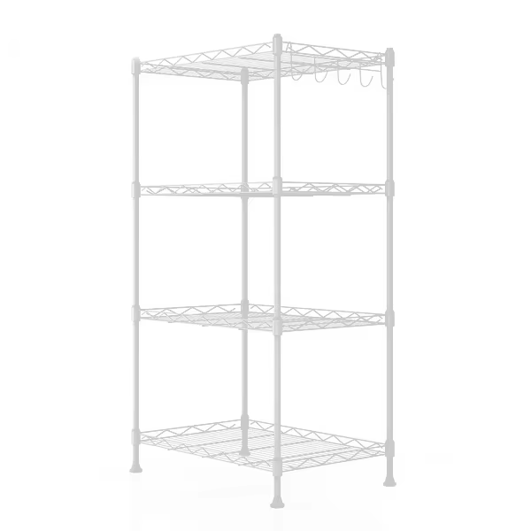 Heavy Duty 4-Tier Customizable Kitchen Storage Rack with Adjustable Shelves & Non-slip Feet for Pantry/Bathroom Organization