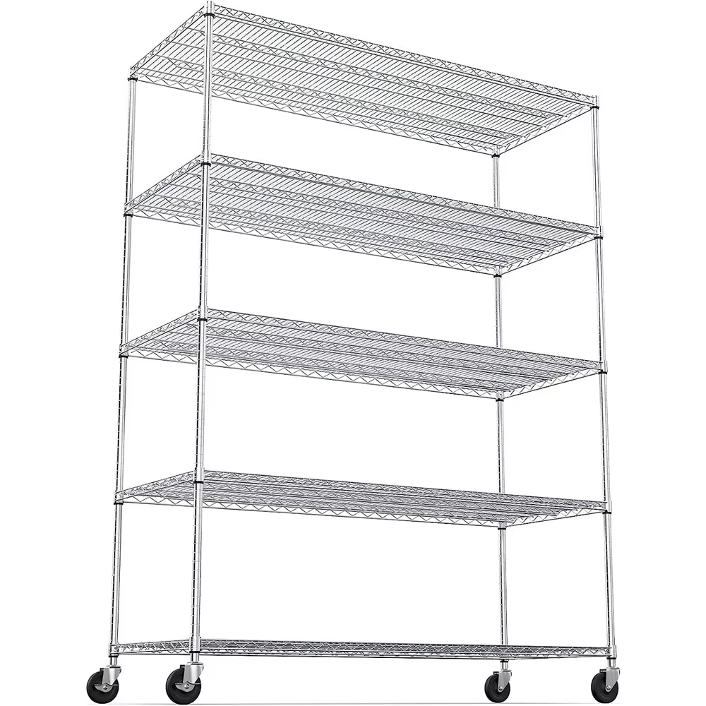 Commercial-grade Adjustable 5-Tier Steel Rack for Snacks Display & Storage Durable Powder Coated Frame
