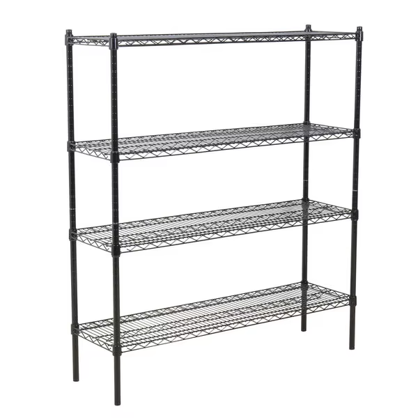 Space-saving 4-Shelf Chrome Steel Organizer Rack with Anti-Slip Mats Ideal for Compact Beverage Storage