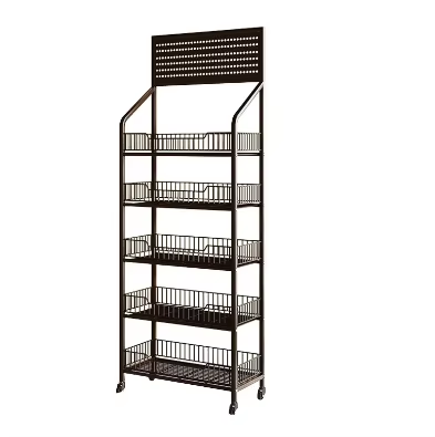 Multi Layer Black Painted Carbon Steel Multifunctional Display Rack Durable and Suitable for Shopping Centers