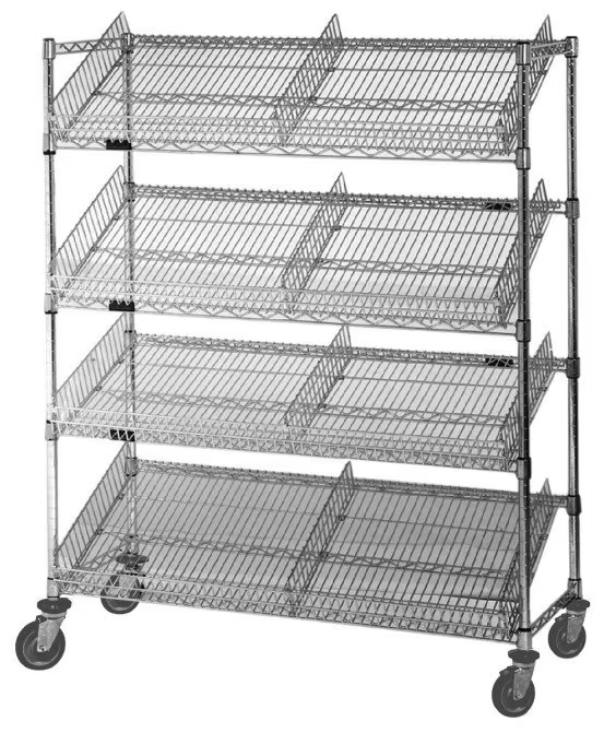 Commercial-Grade Chrome Electroplated 4-Level Slanted Rack - High Weight Capacity for Cold Storage & Food Industry