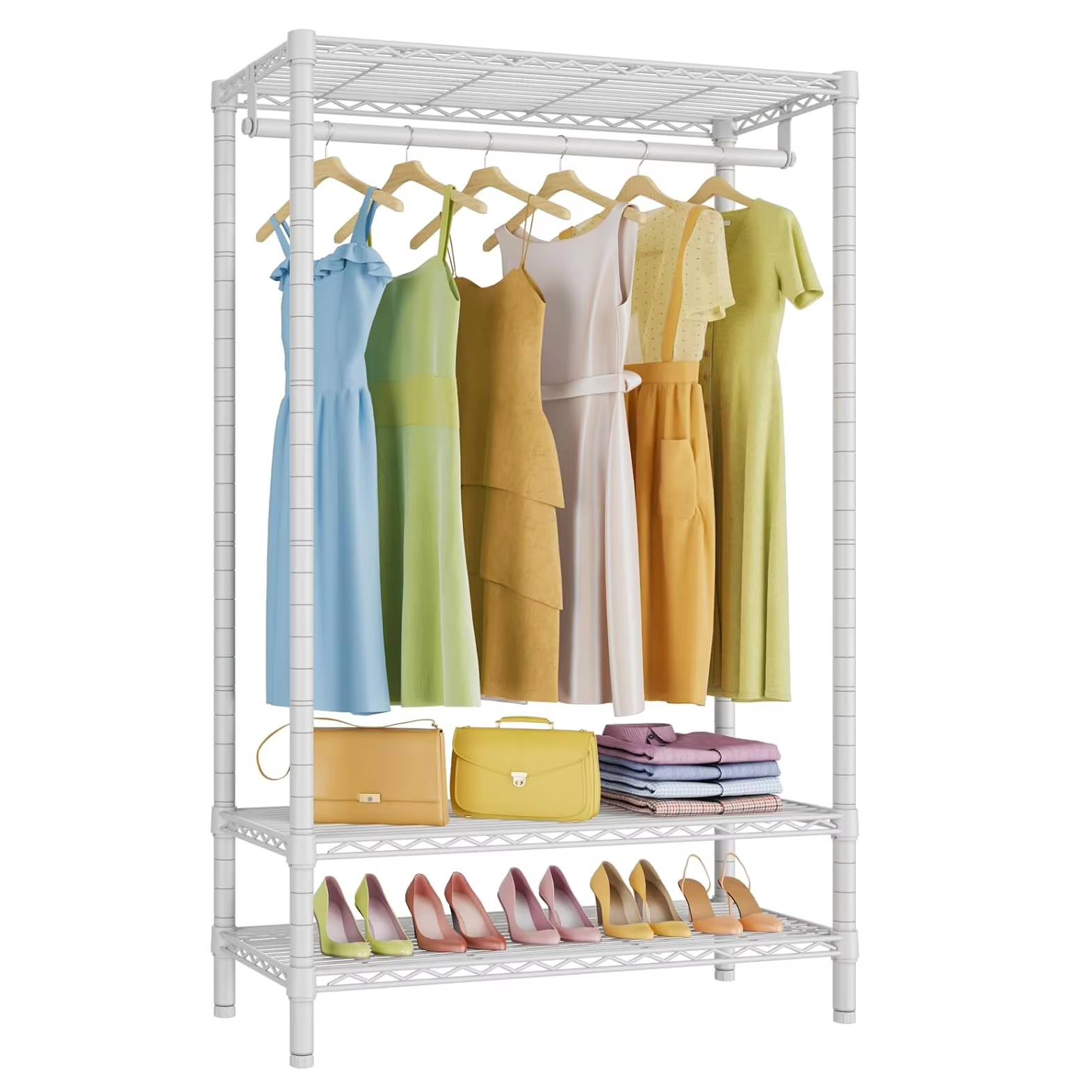 Wire Garment Rack Heavy Duty Clothes Rack for Hanging Clothes Metal Freestanding Closet Wardrobe Rack Cloth Storage Organiser