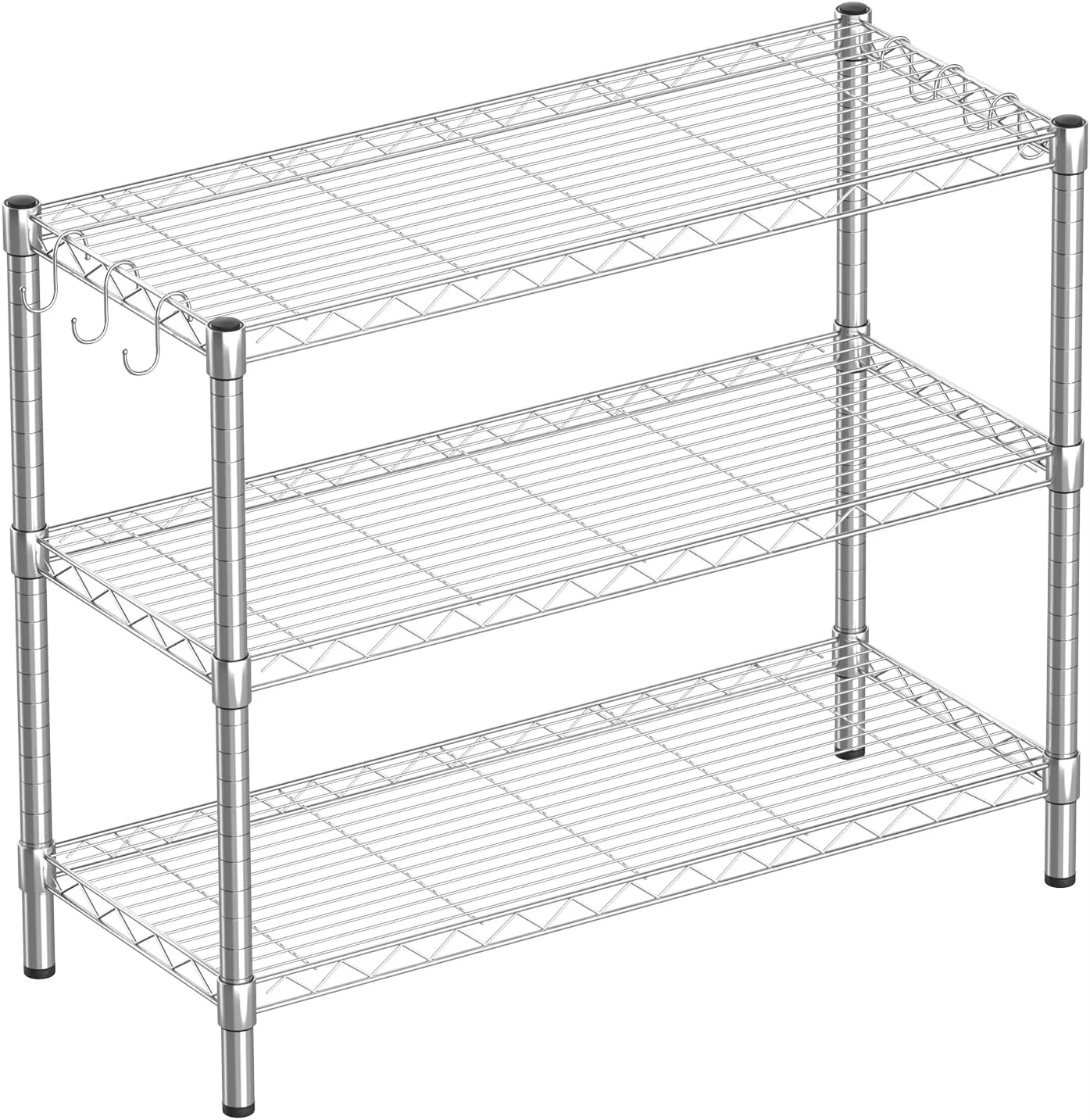 3-Tier Wire Mesh Storage Rack 250KG Capacity Heavy Duty Metal Shelving Unit for Garage Warehouse Office Organizer Rack Wire Rack