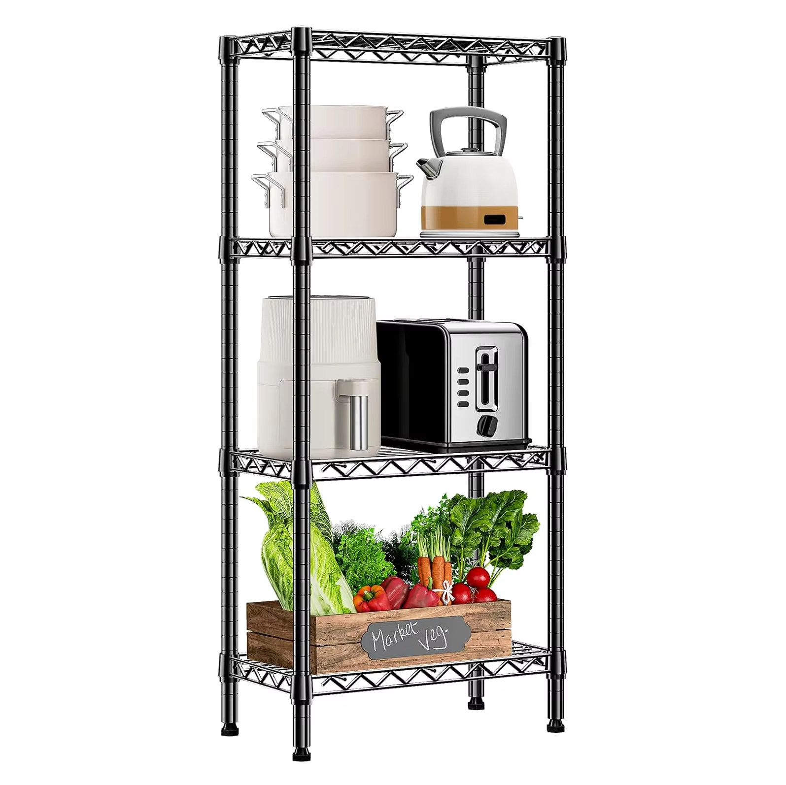 Chrome Plated Wire Mesh Shelves Metal Stainless Steel Household Warehouse Shelves Display Wire Shelving Kitchen Rack Organizer