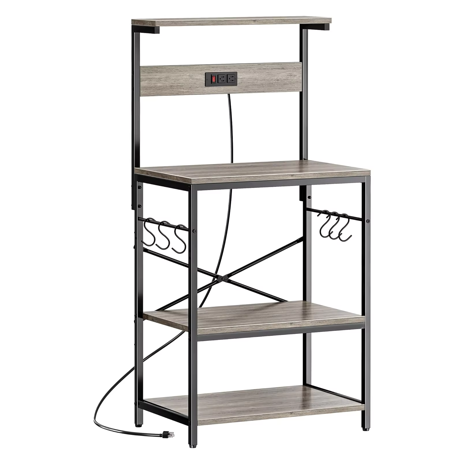 Design 60cm Rustproof Metal Kitchen Shelf with Hooks & Spice Rack Suitable for Food Cabinets and Storage Cabinets Storage Racks