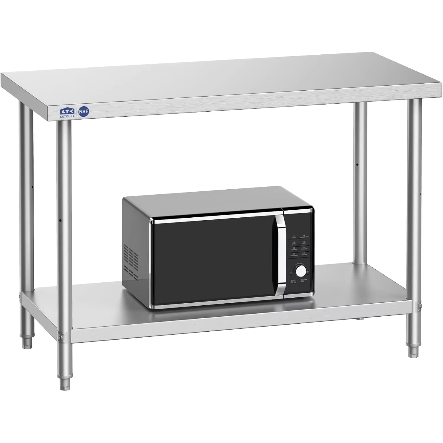 Stainless Steel Preparation Table NSF Metal Workbench Adjustable Shell Food Preparation Table for Restaurant Kitchen Wire Rack