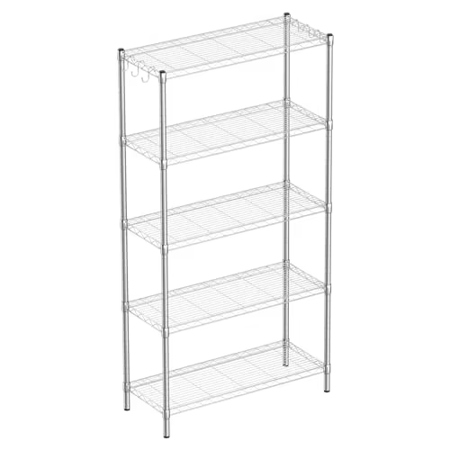 Wire Mesh Storage Rack Heavy-Duty Steel Shelving Unit Adjustable Shelves for Industrial Warehouse Garage Storage Kitchen Stand