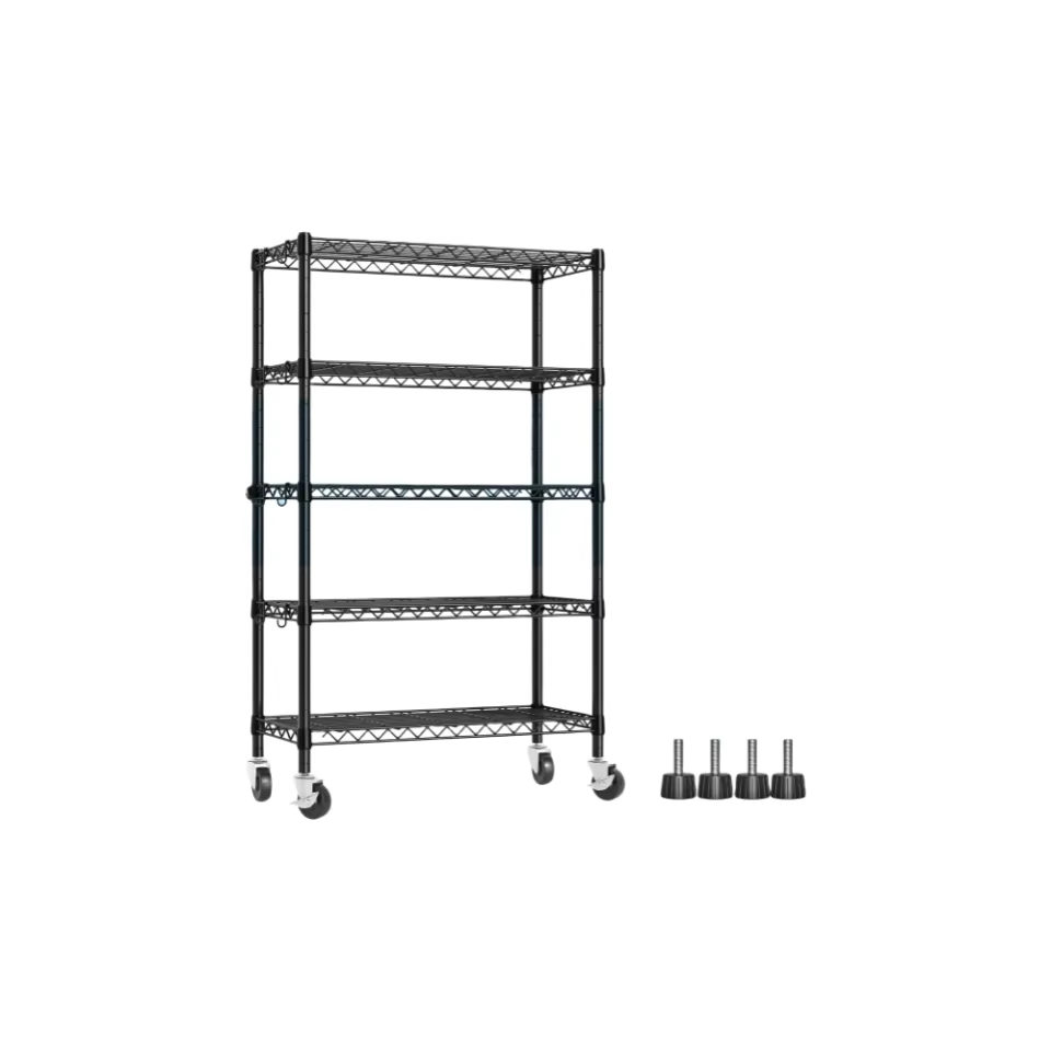Industrial 5-Tier Metal Shelving Unit 36x14x72in Heavy-Duty Adjustable Mesh Rack for Commercial Kitchen Storage & Metal Shelving