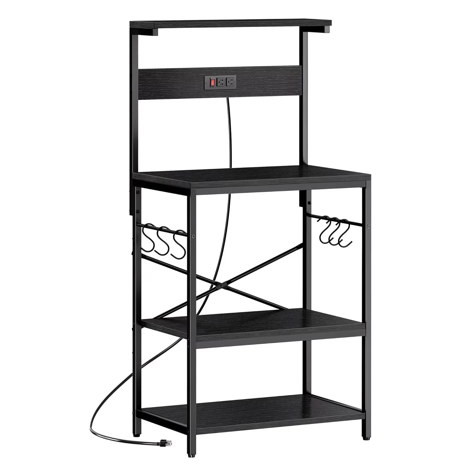 Adjustable Kitchen Shelf with Hooks Wall Mounted Storage Organizer Space-Saving Multi-Purpose Kitchen Shelf Organizer Wire Shelf