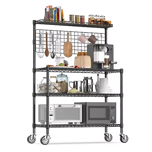 Steel Wire Frame Unit With Wheels Commercial Grade Metal Tool Rack With Wheels NSF Certified for Use in Kitchens and Garages