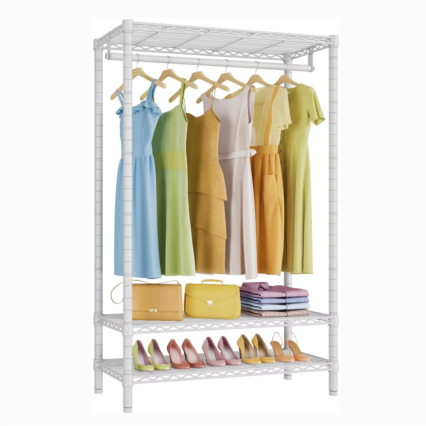 Modular Garment Rack System 48x24x72in Heavy-Duty Commercial Clothing Organizer for Retail Display & Bedroom Wardrobe Storage