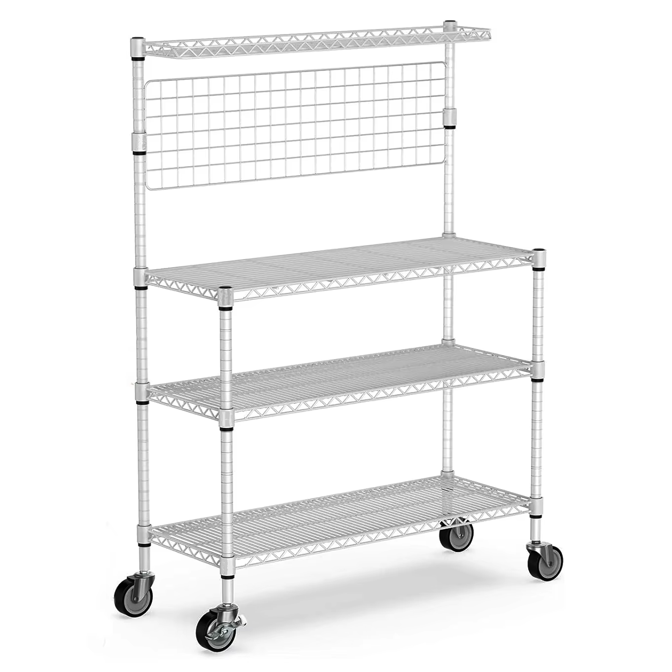 Microwave Oven Rack Kitchen Shelf With Wheels Toaster Rack With S-shaped Hook 4-layer Commercial Metal Practical Kitchen Rack