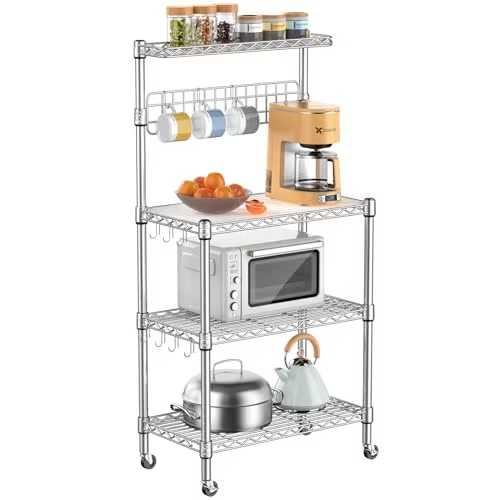 NSF-Certified 4-Tier Adjustable Rack System 36x18x48in Commercial-Grade Wire Shelving with Locking Casters for Food Service