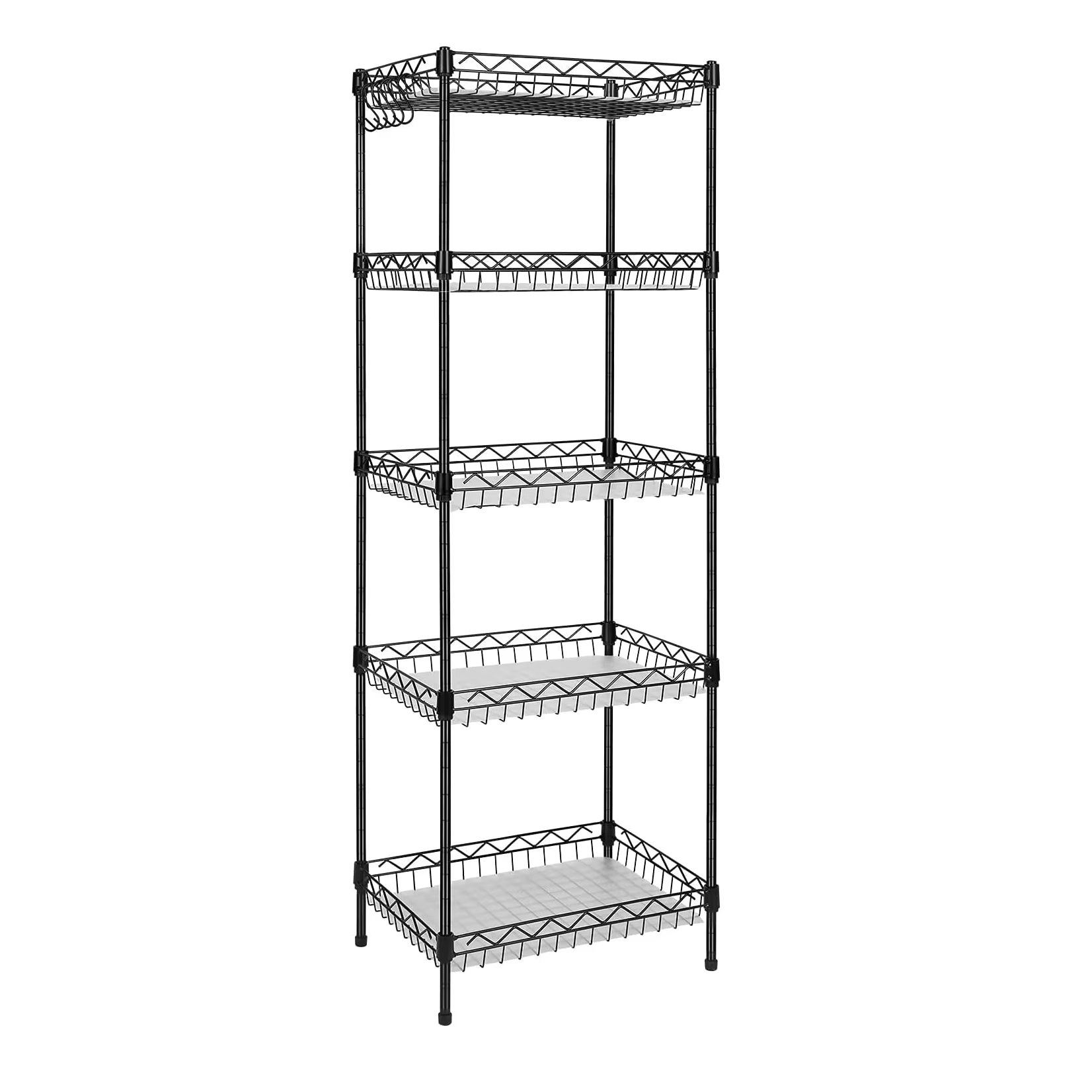 Black Heavy-duty Multifunctional Cable Rack 5-layer 304 Stainless Steel Kitchen Rack Used for Garage Kitchen Bedroom Bathroom