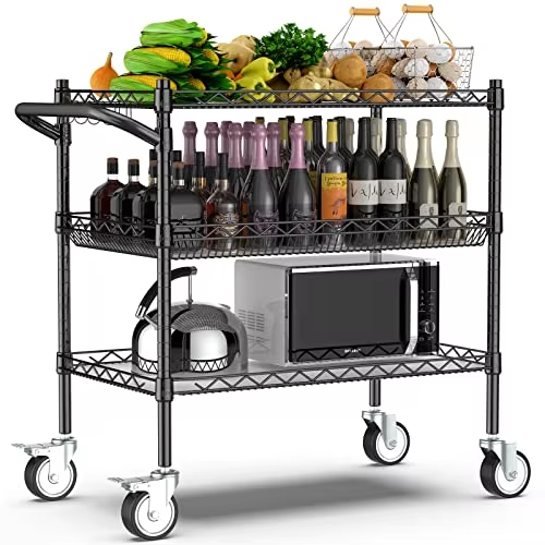 Commercial Grade Heavy-duty Tool Vehicle Large Space Rolling Car Suitable for Barbecue Table Racks Pizza Ovens Tables Kitchens