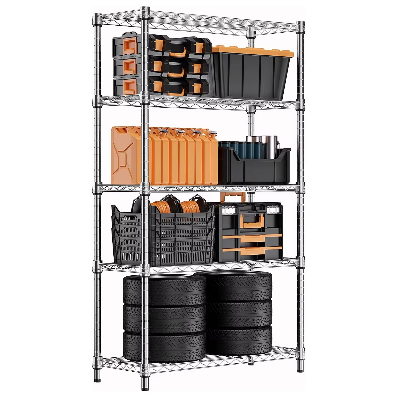 NSF-Certified 5-Tier Cable Management Rack 36x18x60in Commercial-Grade Adjustable Shelving System for Kitchen Equipment &